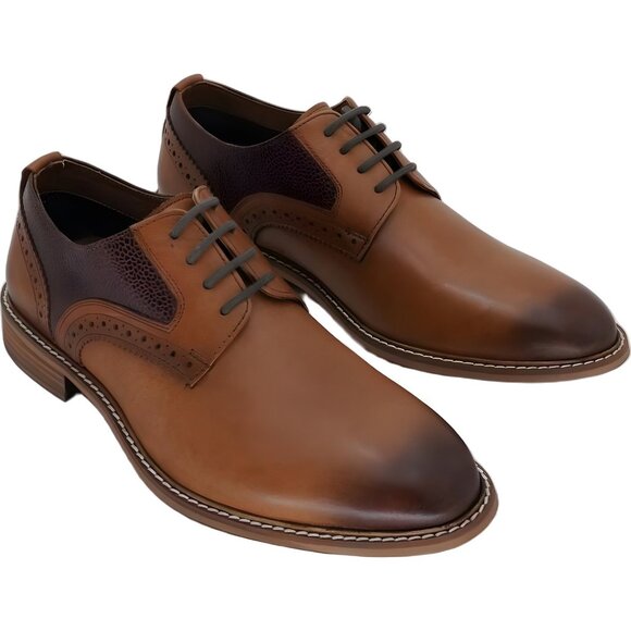 Thomas Vine Clayton Men\'s Plain Toe Brogue Derby Shoe Cognac 8M